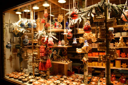 Christmas Market products, Vienna. Arts and crafts, and some food products, for sale on a market during the winter period leading up to Christmasのeditorial素材