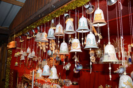 Christmas Market products, Vienna, Austria. Arts and crafts, and some food products, for sale on a market during the winter period leading up to Christmasのeditorial素材