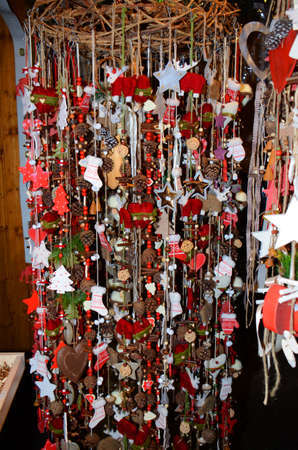 Christmas Market products, Vienna. Arts and crafts, and some food products, for sale on a market during the winter period leading up to Christmasの写真素材