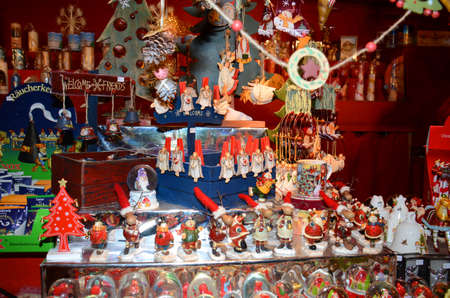 Christmas Market products, Vienna, Austria. Arts and crafts, and some food products, for sale on a market during the winter period leading up to Christmasのeditorial素材