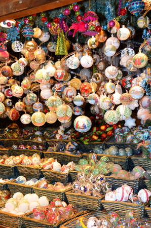 Christmas Market products, Vienna. Arts and crafts, and some food products, for sale on a market during the winter period leading up to Christmasの写真素材