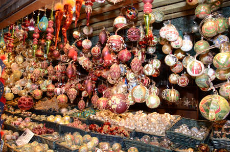 Christmas Market products, Vienna. Arts and crafts, and some food products, for sale on a market during the winter period leading up to Christmasの写真素材