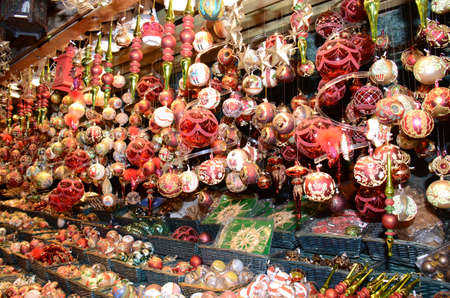 Christmas Market products, Vienna. Arts and crafts, and some food products, for sale on a market during the winter period leading up to Christmasの写真素材