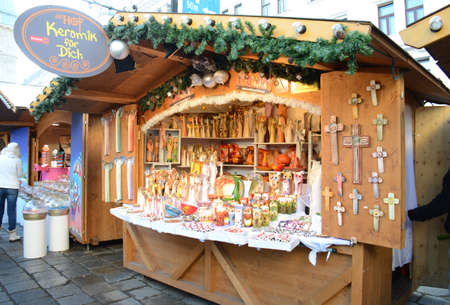 Christmas Market stalls, Vienna, Austria. A European tradition, operates during the winter period leading up to Christmasのeditorial素材