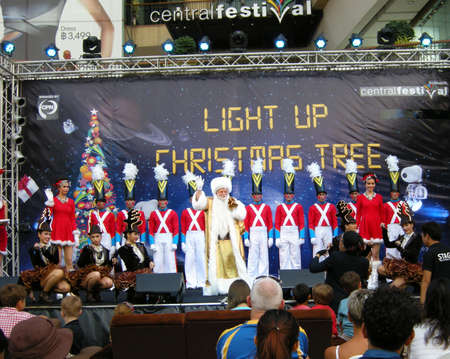 Christmas pageant actors, All dressed up to perform in a Christmas pageant here in Pattaya, Thailand, a predominantly Buddhist countryのeditorial素材