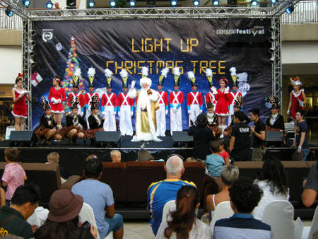 Christmas pageant actors, All dressed up to perform in a Christmas pageant here in Pattaya, Thailand, a predominantly Buddhist countryのeditorial素材