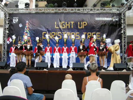 Christmas pageant actors, All dressed up to perform in a Christmas pageant here in Pattaya, Thailand, a predominantly Buddhist countryのeditorial素材