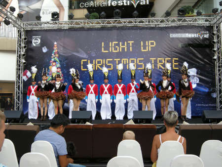 Christmas pageant actors, All dressed up to perform in a Christmas pageant here in Pattaya, Thailand, a predominantly Buddhist countryのeditorial素材