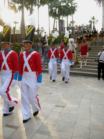 Christmas pageant actors, All dressed up to perform in a Christmas pageant here in Pattaya, Thailand, a predominantly Buddhist countryのeditorial素材