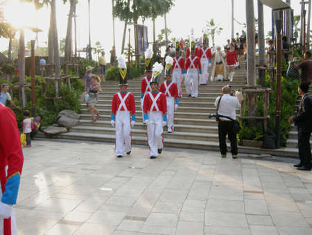 Christmas pageant actors, All dressed up to perform in a Christmas pageant here in Pattaya, Thailand, a predominantly Buddhist countryのeditorial素材