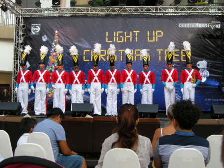 Christmas pageant actors, All dressed up to perform in a Christmas pageant here in Pattaya, Thailand, a predominantly Buddhist countryのeditorial素材