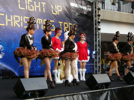 Christmas pageant actors, All dressed up to perform in a Christmas pageant here in Pattaya, Thailand, a predominantly Buddhist countryのeditorial素材