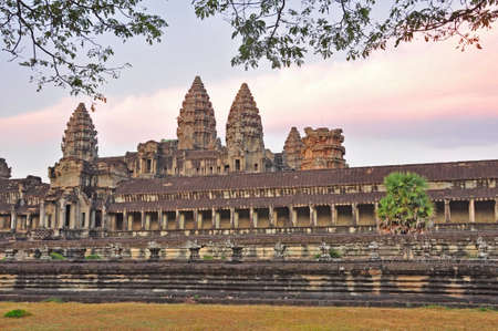 Angkor Wat. One of many temples in the vast Angkor complex, centuries old, here in Cambodiaの写真素材