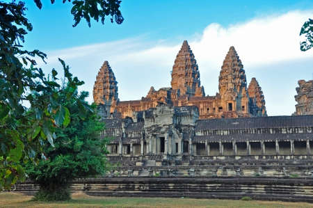 Angkor Wat. One of many temples in the vast Angkor complex, centuries old, here in Cambodiaの写真素材