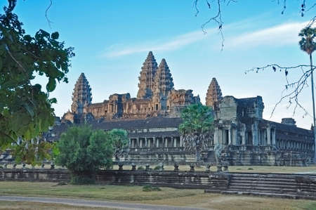 Angkor Wat. One of many temples in the vast Angkor complex, centuries old, here in Cambodiaの写真素材