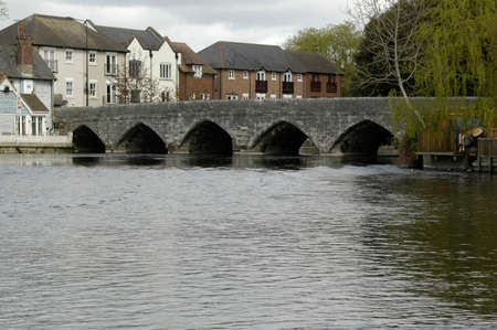 Bridge over the Avon, Ringwood, Hampshire. The Southern entrance to the town of Ringwood, Hampshire, Englandの写真素材