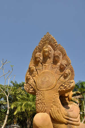 A Naga in Siem Reap. A Naga is a mythical semi divine being, half human and half cobra in the religions of Buddhism, Hinduism and Jainismの写真素材