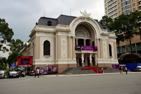 The Opera House styled in French architecture, here in the centre on Ho Chi Minh City, Vietnamのeditorial素材