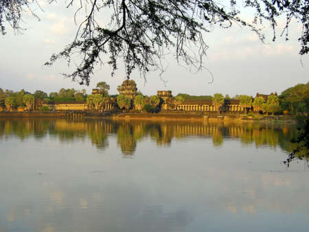 Angkor Wat. One of many temples in the vast Angkor complex, centuries old, here in Cambodiaの写真素材