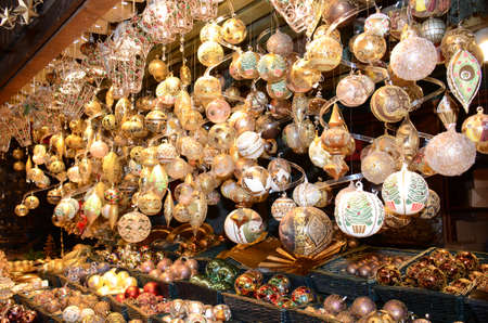 Christmas Market products, Vienna. Arts and crafts, and some food products, for sale on a market during the winter period leading up to Christmasの写真素材