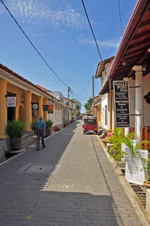 Galle Street. Streets and historical buildings here in the town of Galle on the southern coast of Sri Lankaのeditorial素材