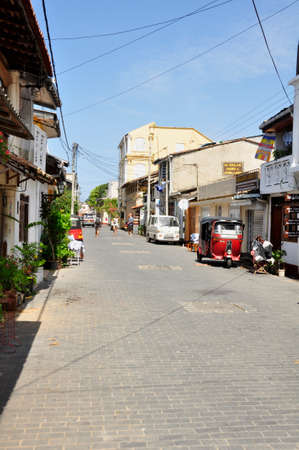 Galle Street. Streets and historical buildings here in the town of Galle on the southern coast of Sri Lankaのeditorial素材