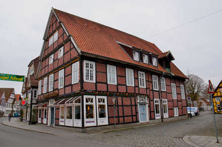 German style buildings, some constructed with large visible beams, date back many centuries, Germanyのeditorial素材
