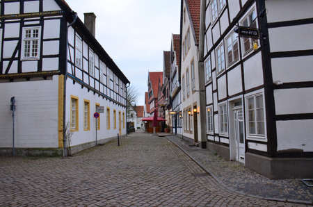 German style buildings, some constructed with large visible beams, date back many centuries, Germanyのeditorial素材