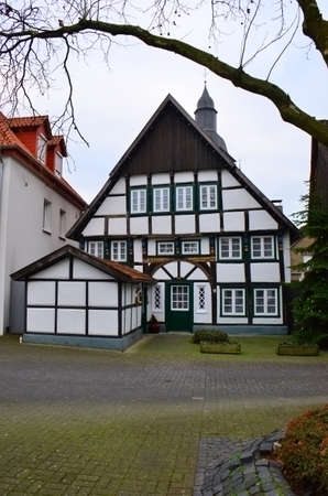 German style buildings, some constructed with large visible beams, date back many centuries, Germanyのeditorial素材