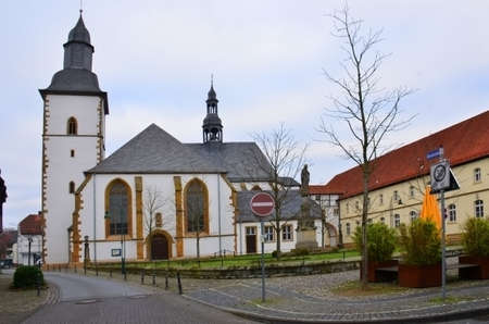 Religious building architecture can be seen all around the towns and countryside of Westphalia, Germanyの写真素材
