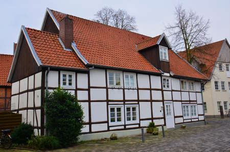 German style buildings, some constructed with large visible beams, date back many centuries, Germanyのeditorial素材