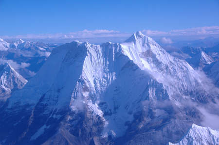 The worldâs highest mountains photographed here from an aircraft flying at 25,000 feet of Altitude, Nepalの写真素材