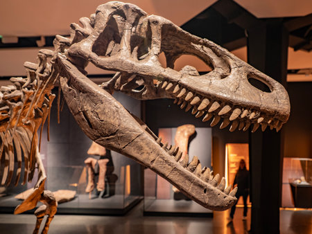 Sculptures of dinosaurs in the National Museum of Natural History, Istanbul, Turkeyの写真素材