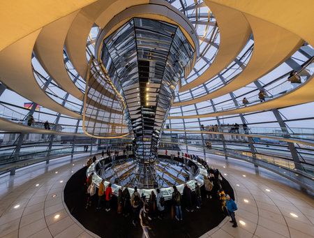 Interior view of the Reichstag building. Designed by Renzo Piano, it is the tallest building in...