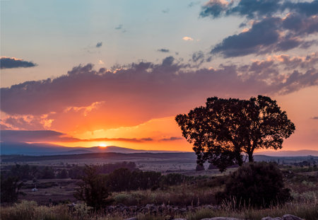 Sunset in the mountains of the Alentejo region, Portugal