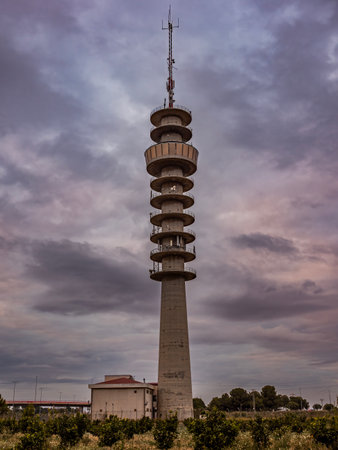 Tower of the TV tower in Tarragona, Catalonia, Spainの写真素材
