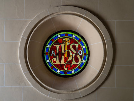 Detail of a sign in a windowの写真素材