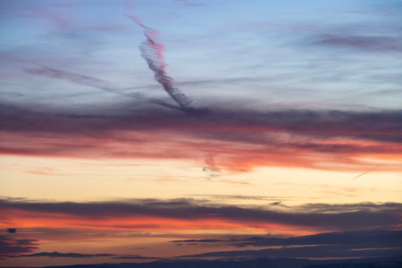 Cloudscape, Colored Clouds at Sunset on a Cloudy Day