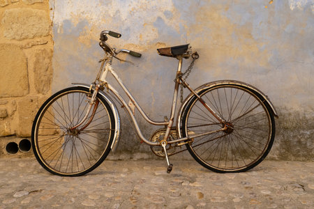 Old bicycle on the street in the old town of Essaouira, Moroccoの写真素材