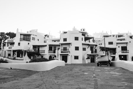 View of the typical Greek architecture. Black and white.の写真素材