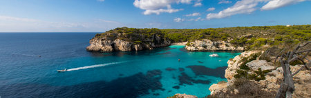Panoramic view of Cala Formentera in Balearic Islandsの写真素材