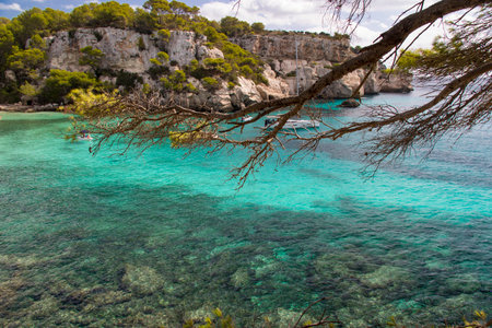 Beautiful Calanques in Ibiza island, Balearic Islands, Spainの写真素材