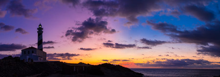 Sunset over the lighthouse of Cabo de Gata, Spainの写真素材