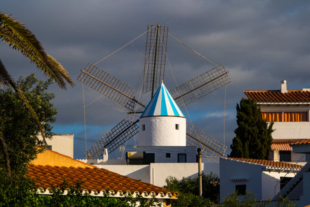 Typical white windmills in the town