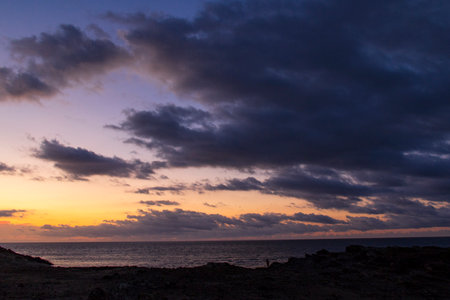 Sunset on the Atlantic Ocean in Tenerife Canary Islands Spain