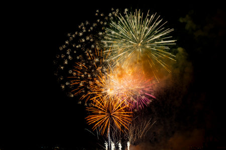 Colorful fireworks display for celebration happy new year and merry christmas