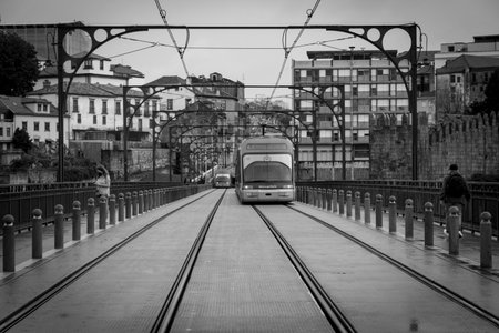 Tram in black and whiteの写真素材
