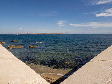 View of the island of Rhodes from the promenade, Greece