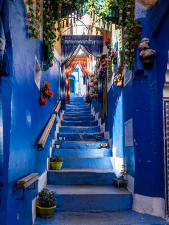 Blue city of Chefchaouen, Morocco. Chefchaouen is one of the most beautiful city in Morocco.の写真素材