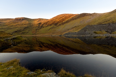 Reflections in Llyn Cwmorthin as the sunsets 
